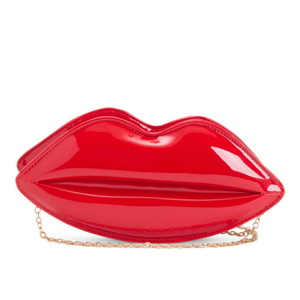 Red lip crossbody clutch bag